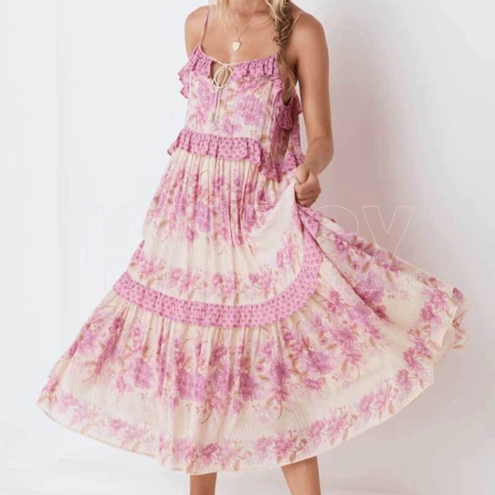Bohemian Pink Ruffle Dress - Picture 8 of 8